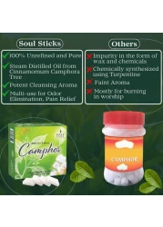 Soul Sticks Natural Camphor Blocks Camphor Tablets 300 Gram 64 Tablets for Aromatherapy Odor Elimination Puja Alcanfor en Bloques Alcanfor Tablets Alcanfor en Bolitas Kapoor for Pooja