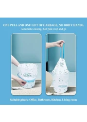 Trash bags with Drawstring and Break point, Heavy-duty garbage bags for Office, Bathroom, Kitchen, Living room, Ideal for medium-sized bins, 100 Counts 45x50cm (White)