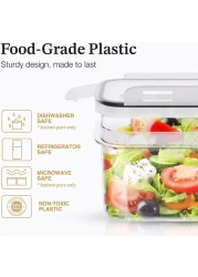 ماهمير حاويات تخزين طعام محكمة الغلق مع اغطية لتنظيم المطبخ - حاويات تخزين بلاستيكية للمطبخ لتنظيم وتخزين المخزن - الحبوب والارز والمعكرونة والدقيق والسكر (عبوة من 14 قطعة)