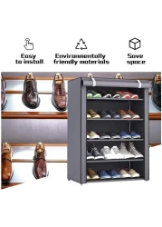 5-Layer Stylish Shoe Organizer, Shoe Rack for Entryway Hallway Storage Furniture with 5 Open Shelves Perfect for organizing shoes(Grey)