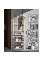 Aiwanto 5 Tier Shoes And Coat Rack Shoes Storage Shelf For Home (White)