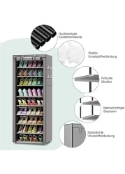 Shoe Rack with Cover, 10 Layer 9 Grids Dustproof Shoe Cabinet Shoe Rack for up to 30 Pairs of Shoes, 58 x 28 x 160 cm