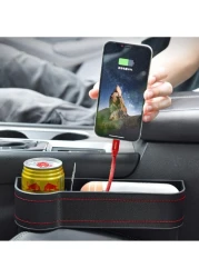 Yeasha,2 Pack Car Seat Gap Organizer Storage Box Cup Holder Car Console Side Pockets Pu Leather Cellphones Key Cards Sunglasses Small Items Car Interior Accessories