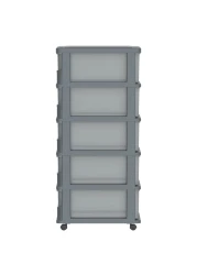 كوزموبلاست سيدارجراين خزانة تخزين 5 طبقات بأدراج وعجلات، رمادي داكن، 50x40x114 سم