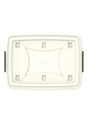 كوزموبلاست صندوق تخزين بلاستيكي بعجلات وغطاء قابل للقفل 82 لتر - أبيض، شفاف