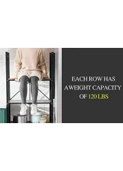 ECVV Leostar 4 Layer Shelf Foldable Storage Shelving Unit With Wheels, Metal Rack Display For Garage Kitchen Pantry Closet Laundry, Black, Str-4326, 4-Shelf