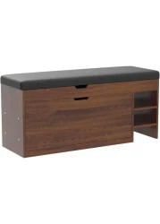Shoe Storage Bench with Hidden Shoe Rack, Leather Entryway Shoe Bench Seat, Modern Shoe Organizer Cabinet, Decorative Furniture