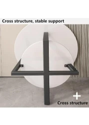 Vital 2-Layer Round Coffee Table,End Tables for Living Room, Side Tables, Sturdy and Easy Assembly,Double-deck Round Wood Look Accent Furniture with Wood Frame (BLACK WHITE)