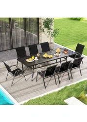 VITAL Patio Chairs, Stackable Patio Chairs Set with Armrests and Breathable Seat Fabric, Outdoor Dining Chairs Set for Patio, Pool Side, Backyard steel frame with powder coating, stackable
