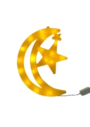 Crescent Moon Star Yellow Glowing LED Light 30x22cm