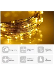 Solar String Lights 12M 100LED 8 Modes Solar Powered Lights for Home,Gardens, Patios,weddings and Parties (Warm White)