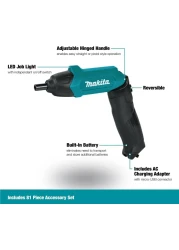 Makita DF001DW 3.8V Lithium-ion Cordless Screw Driver with Bits