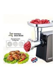 Electric Meat Mincer Grinder, Sausage Maker, Food Slicer 6-in-1 Powerful Electric Meat Mincer Machine, 3 Different Cutting Plates/Vegetable Slicer/Grater Attachments for Home Use