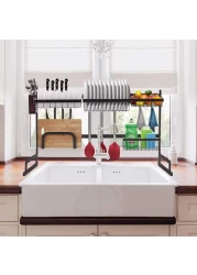 Generic Dish Drying Display Rack Stand Shelf Shelves, Draining Rack Sink Organizer With Utensil Holder Hooks For Kitchen Counter Storage Organizer For Dishes, Utensil