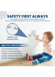 CAROSKI 3-in-1 Power Extension Socket Multi plug Adapter - 20W USB-C PD Quick Charge Port - 2 USB-A QC3.0 - 2 Universal Outlets Extension Plug - UK 3-Pin plug with light for Home - Office - Kitchen