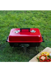 Royalford Hamburger Stove- Rf11677 Portable Charcoal Grill With Large Cooking Surface Perfect For Indoor, Camping, Hiking And Other Outdoor Entertainment Steel Construction Red