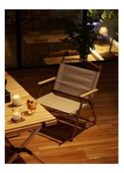 Dessini Portable Folding Camping Chair Lightweight Durable Picnic Fishing Chair beige/gold