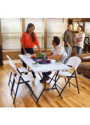Lifetime, 6-Foot, Fold-In-Half Table, Rectangle, Residential, White Granite Colour, LFT-80333