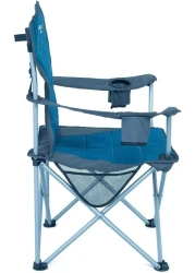 Deluxe Arm Chair Lightweight Folding Camping Chair with Padded Armrests and Cup Holder Sturdy and Comfortable Chair for Outdoor, Camping, Beach, and Patio Blue
