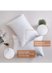Comfy Set of 2 Hotel Quality Stripe Pillow - White