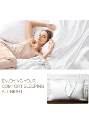 MahMir&reg; Silk Satin Pillowcase for Hair and Skin Queen - White Silk Pillowcase 2 Pack 76L x 51W CM (30x20 Inches) - Satin Pillow Cases Set of 2 with Envelope Closure (2pcs White)