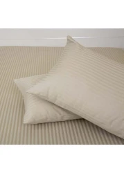 Generic 2-Piece Hotel Linen 100% Cotton 250Tc 1cm Stripe Pillow Cover Set Cotton Stone 50X75cm
