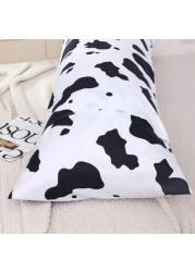 LUNA HOME 1 Piece Long Body Pillow Case, Cow Moo Moo Design. Black and White.