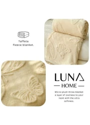 Luna Home 3D Imitation Butterfly Fleece Soft Blanket, Ivory color.