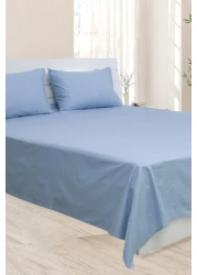 Deyarco Princess Flat Sheet 2pc-Fabric: Cotton Poly Easy Iron - Color: Lt. Blue -Size: Single 170X240cm + 1 Pillowcase Size: 50X75cm