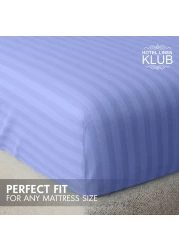 Klub Linen 3PC Striped Fitted Sheet Set, Ultra Soft Microfiber Bedding Set - 1 Fitted Sheet Single (90x190cm) with Deep Pocket and 2 Pillowcases (50 x 75 cm), lavender