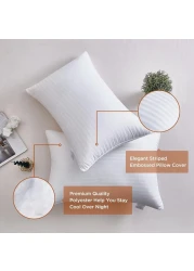 Comfy Set of 4 Hotel Quality Stripe Pillow - White