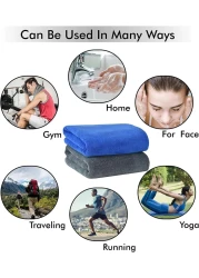 Fabienne 3-Pc Multipurpose Microfiber Towel Set Grey 50x90cm Gym Towel, Hand Towel, Hair Towel, Car Cleaning Towel, Kitchen Towel Soft and Durable