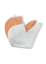1Chase Ribbed Hair Towel Wrap, 100% Cotton, Bath Shower Head Towel, Quick Magic Dryer, Coral