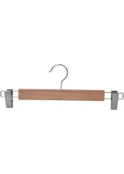 LAVISH Pants Hangers with 360&deg; Swivel Hook &ndash; 4 Pack Wooden Clothes Hangers with Metal Bar &amp; Adjustable Clips &ndash; Durable Natural Finish for Trousers, Skirts &amp; Jeans