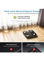 RENPHO Scale for Body Weight Battery-Free Solar Power Digital Bathroom Smart Scale - Black