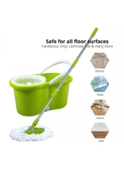GENNEXT Spin Mop Bucket System, 360 Spin Mop &amp; Bucket Floor Cleaning Mop Bucket With 2 Microfiber Replacement Head Refills