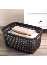 Plastic Forte Rattan Laundry Basket, 35L, White