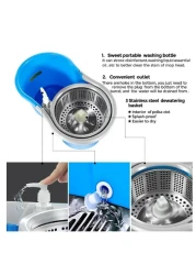 HYX Spin Mop And Bucket with Wringer Set, Floor Cleaning System, Easy Wring Foot Pedal, Stainless Steel Mop Handle