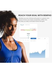 Renpho Smart Scale For Body Weight, Digital Bathroom Scale BMI Weighing Bluetooth Body Fat Scale, Body Composition Monitor Health Analyzer With Smartphone App, 400 Lbs, Black Elis 1