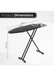 Ironing Board with Adjustable Height &ndash; Space-Saving, Foldable Design with Heat-Resistant Cover &ndash; Compatible with Steam Iron Stations &ndash; Black