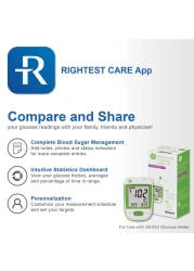 GE333 Blood Glucose Monitoring System Glucometer Auto Coding 5Second Results Bluetooth Rightest Care App Connection EasytoRead Display
