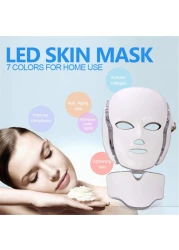 Mask LED Facial Mask 7 Colors LED Light For Anti-Aging Skin Rejuvenation Face And Neck Care Treatment Beauty Whitening Device Scarring Healthy Therapy Photon Anti Aging Wrinkles