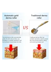 Hydra Derma Stamp Microneedle Roller & Serum Applicator - Professional Microneedling Dermapen for Face, Hair, Acne, Wrinkles, Scars, Stretch Marks, Pores