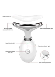 جهاز تدليك الوجه المضاد للتجاعيد 3 في 1، جهاز تجميل لتجديد شباب البشرة لمكافحة الشيخوخة، وشد الوجه والرقبة، وإزالة التجاعيد، وتدليك الوجه لشد الجلد للعناية بالبشرة ورفعها