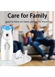 Portable Nebulizer Machine &ndash; Cool Mist Steam Inhaler, USB/Battery Operated, Compact Nebulizer for Adults &amp; Kids, Moisture Therapy for Home, Office, Travel Use,