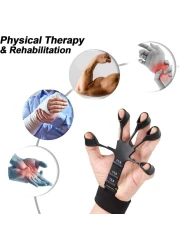 Finger Strengthener, Grip Strength Trainer, 6 Resistant Level Finger Exerciser, Hand Exercisers for Strength, Hand Grip Strengthener for Patients Strength Training (Black+Grey)