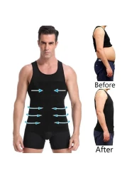 سترة ضغط لتنحيف الجسم للرجال للتحكم في البطن والبطن - قميص مشد للتخسيس للتحكم في البطن ودعم الوضع،
