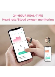 Smart Ring - Android Fitness Tracker &amp; Heart Rate Monitor Sleep Tracker, Calorie Counter, Pedometer ,Black Smart Ring for Men &amp; Women ,Fitness &amp; Health Monitoring