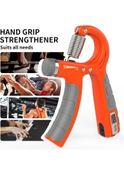 Hand Grips Strengthener with Counter, Adjustable Grip Strength Trainer, Hand Exerciser with Stainless Steel Spring, Non-Slip Gripper, Gripster for Strong Wrists, Fingers, Forearm, Hands, Arm (Orange)