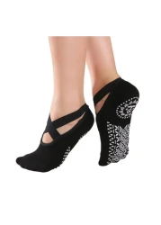 OGA Socks &ndash; 3 Pairs of Yoga Pilates Socks for Women with Grips &amp; Straps Cotton Non-Slip Pilates Socks for Barre, Ballet, Dance, &ndash; Black, Red, Grey
